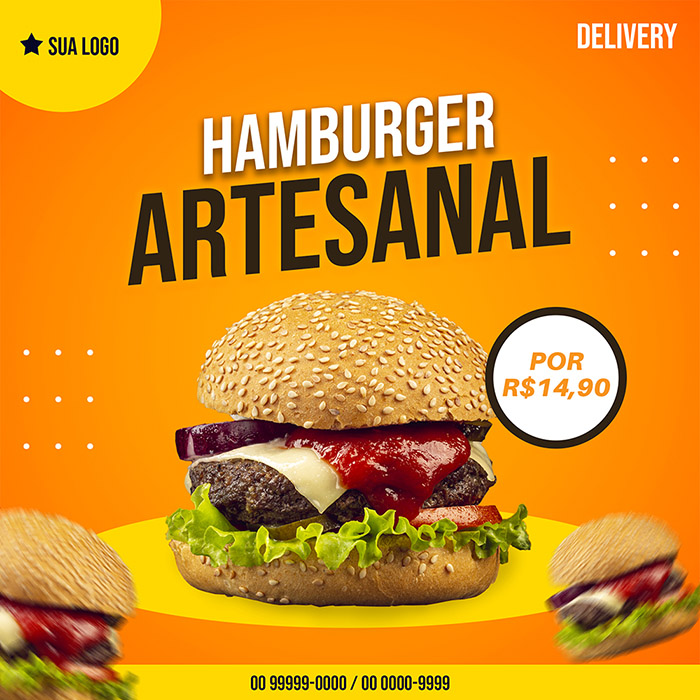 Arte Social Media Hambúrguer Hamburgueria PSD Editável Grátis