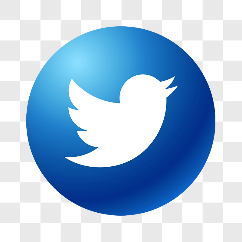 Twitter PNG Logo 3D Transparente Bola Sem Fundo