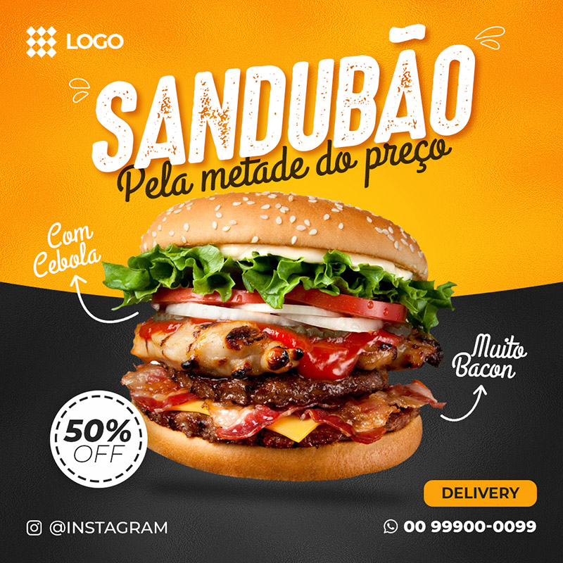 Arte Social Media PSD Hamburgueria Editável Burguer