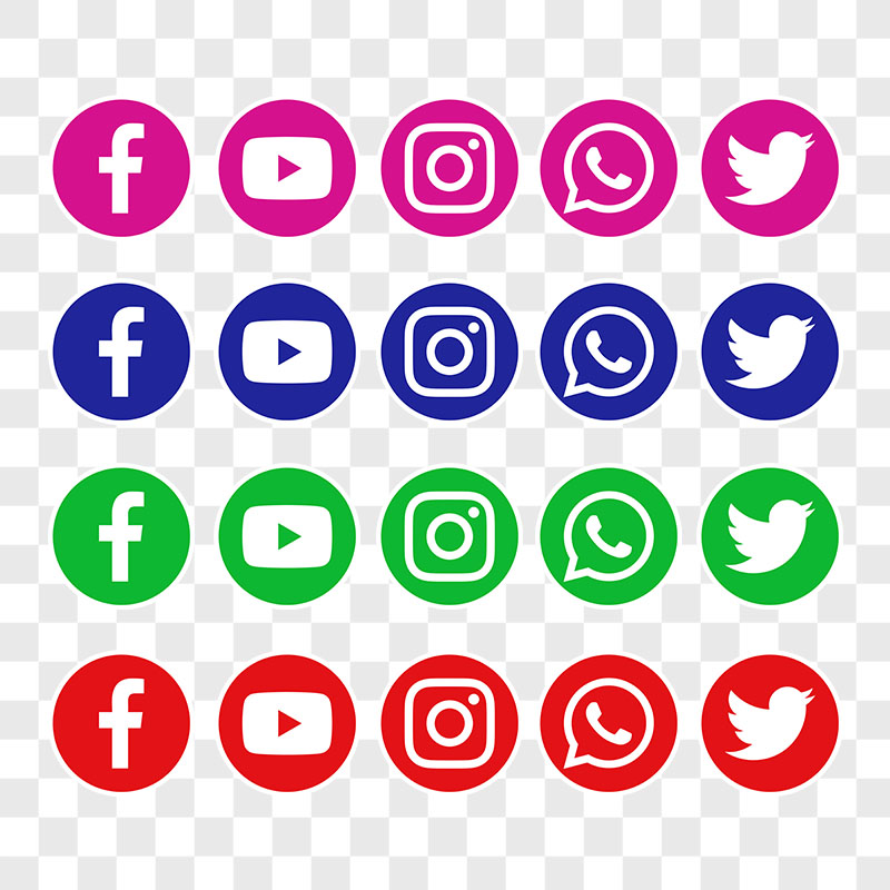 Redes Sociais Ícones PNG Sem Fundo Personalizado Varias Cores