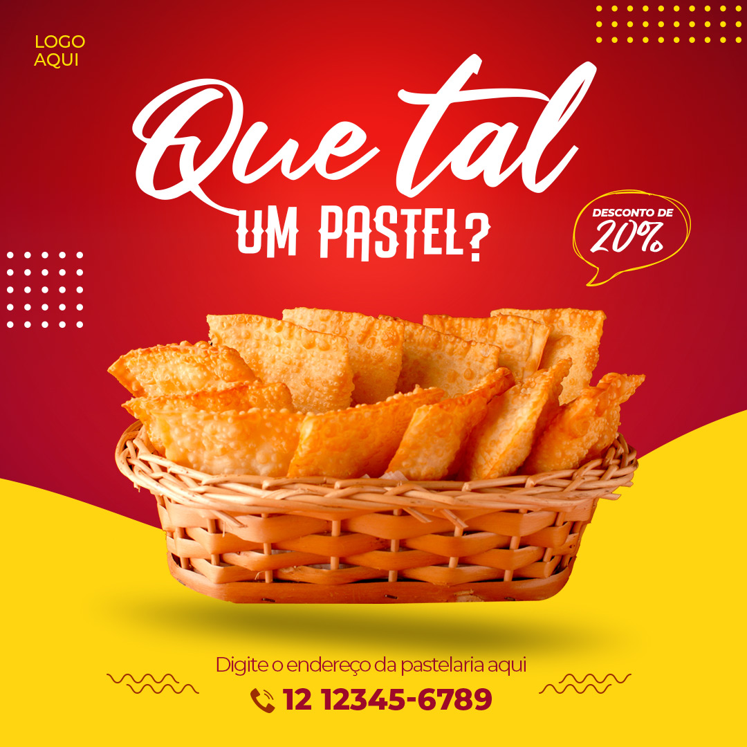 Pastelaria Social Media Post Pastel de Feira Editável Psd