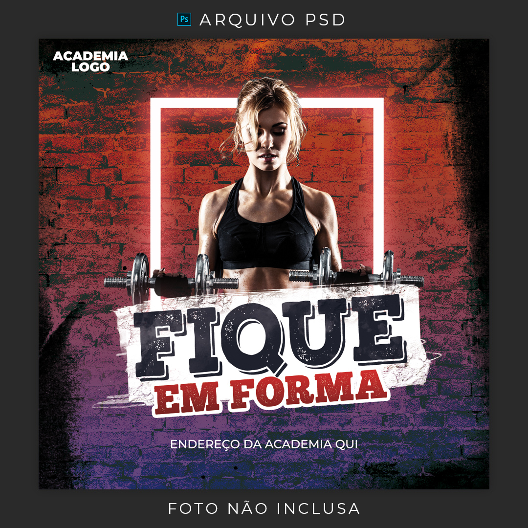 Post Psd Academia Social Media Fitness Gym Treino Forte