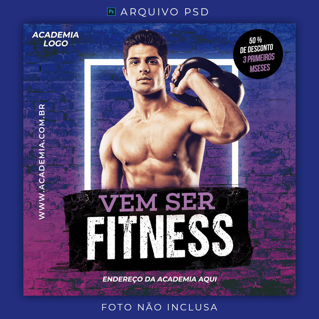 PSD Social Media Academia Gym Forte Fitness Editável Ps