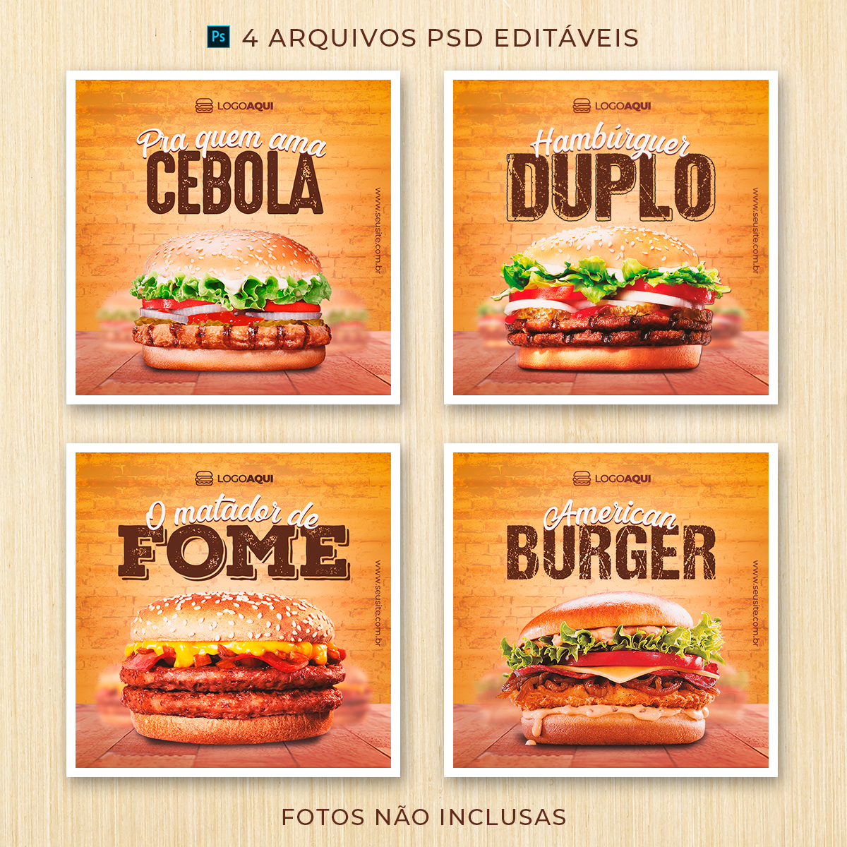 Pack PSD Editável Hamburgueria Hambúrguer Lanche Arte Social Media
