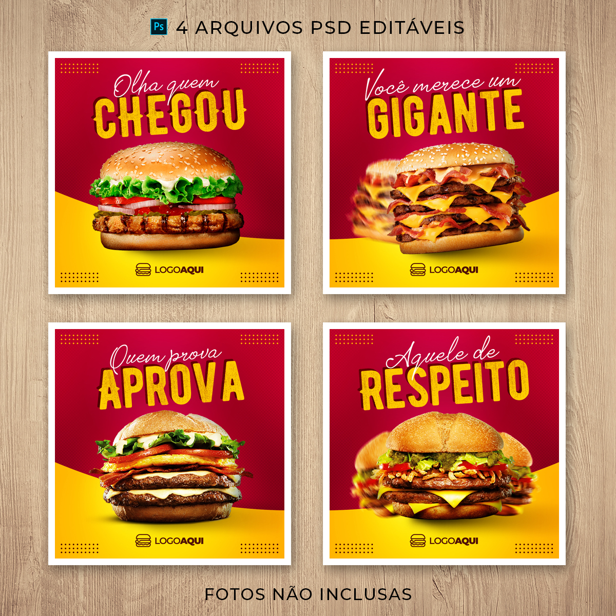 Pack Editável Hamburgueria Hambúrguer Lanche Social Media Arte PSD