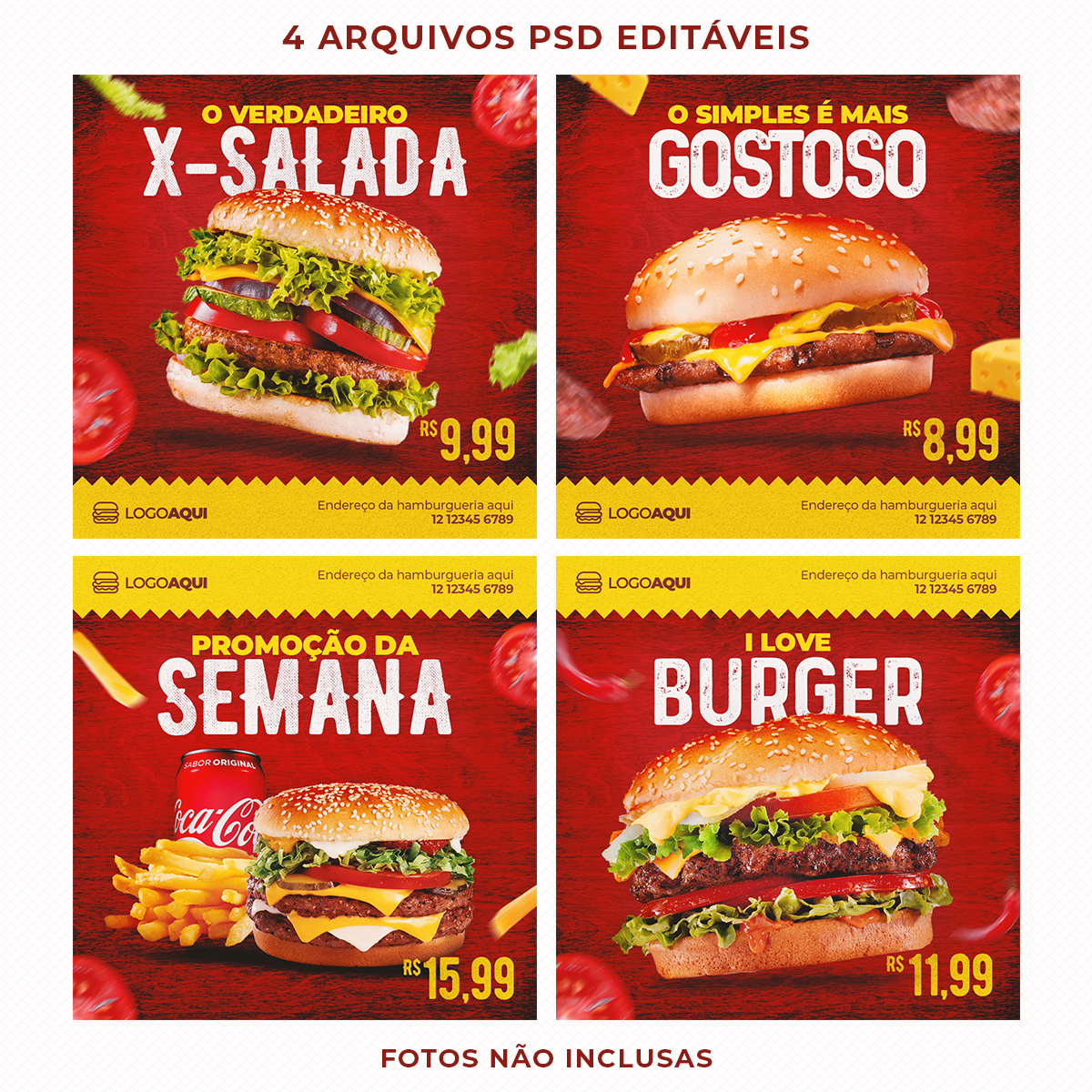 Pack Psd Hamburgueria Hambúrguer Editável Social Media Lanche