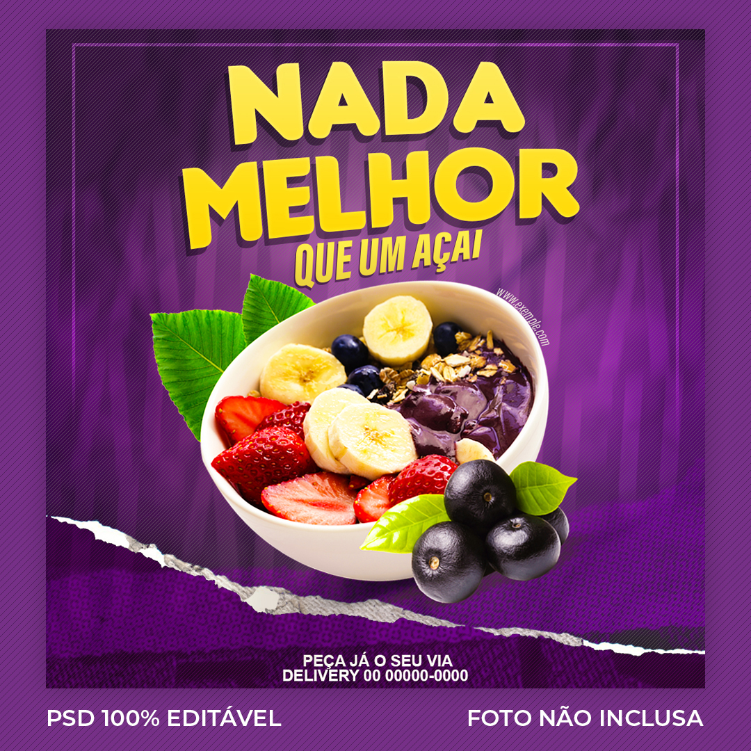 PSD Editável Açai Social Media Post Açaiteria Sorveteria