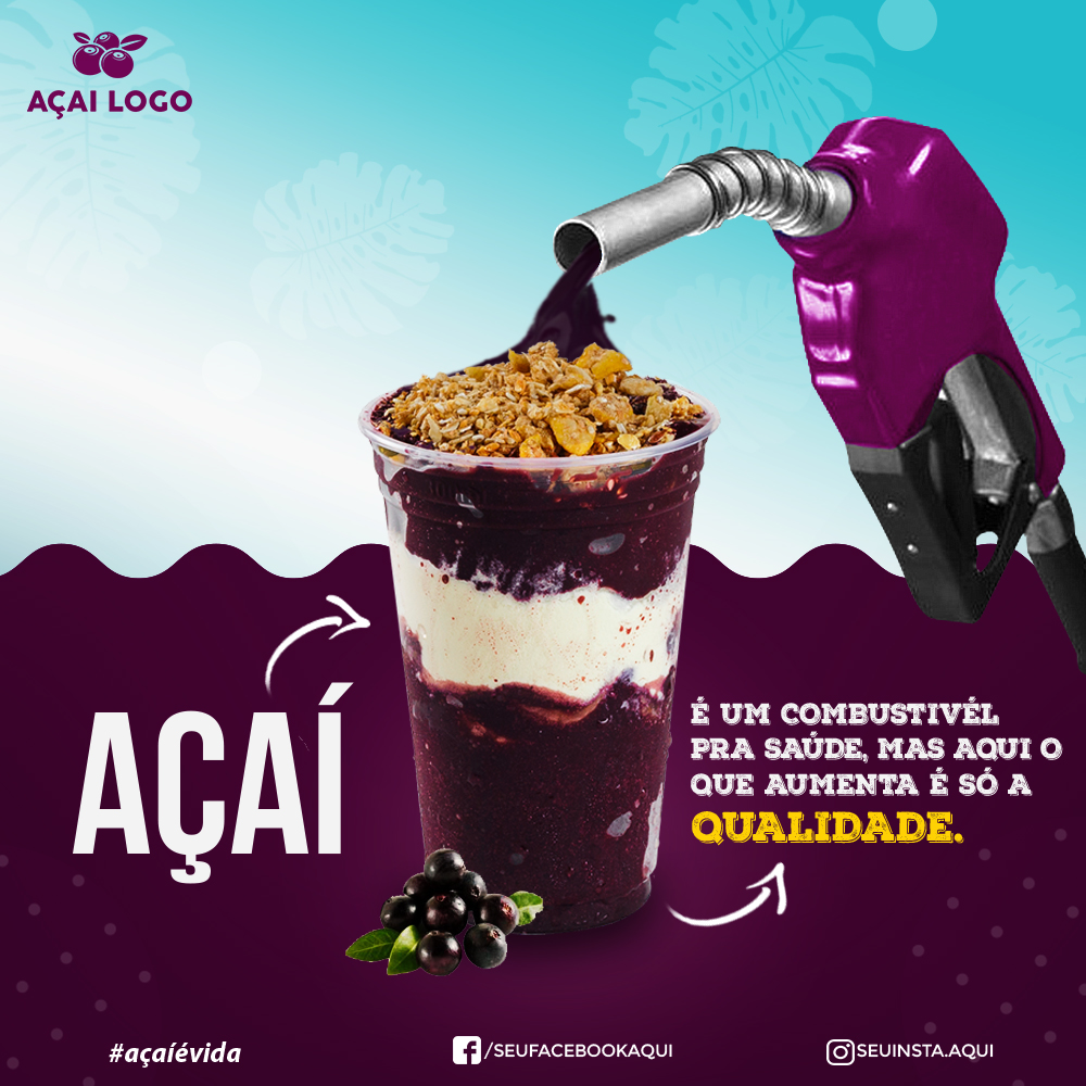 Açai no Copo Post Social Media Psd Editável