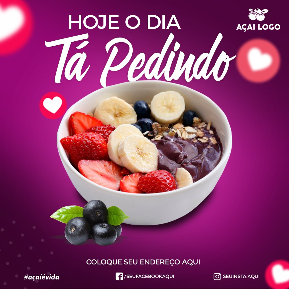 Açai Psd Social Media Post Editável Photoshop Sorveteria Instagram
