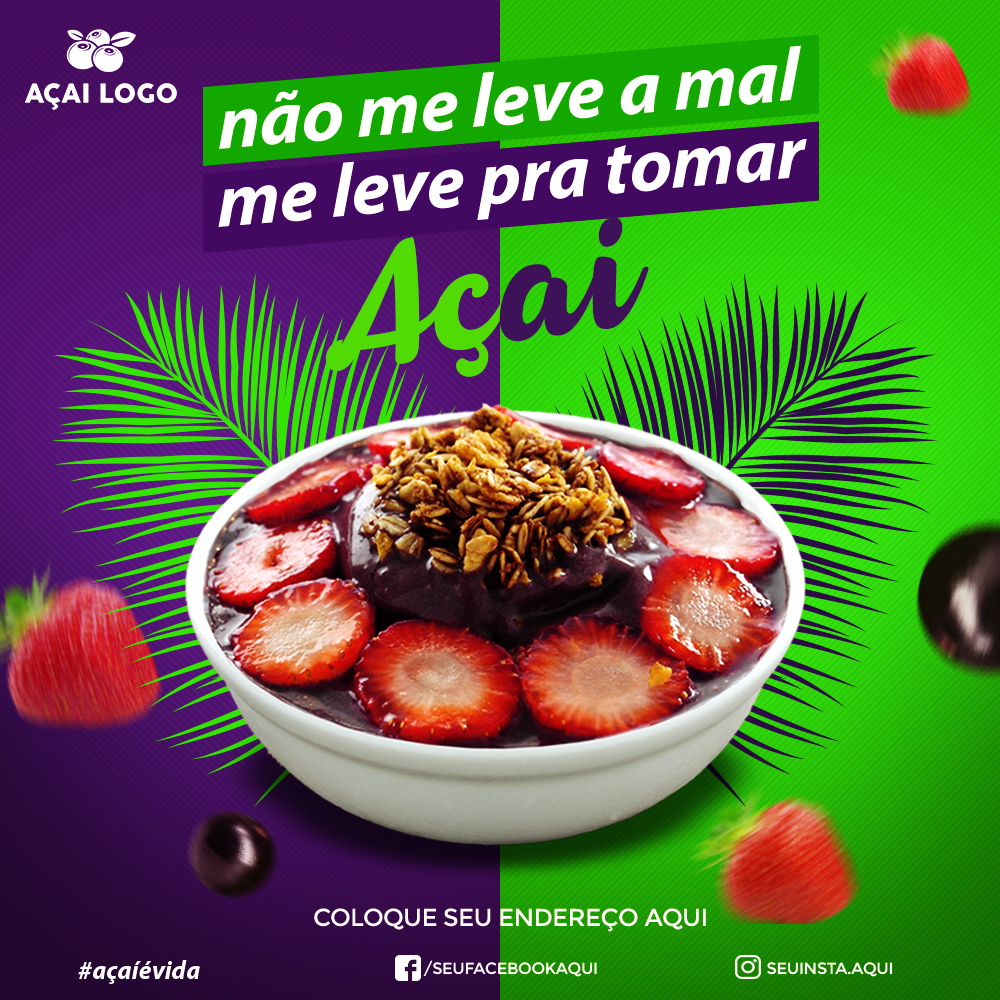 Açai PSD Açaiteria Editável Social Media Sorveteria Post Photoshop Instagram