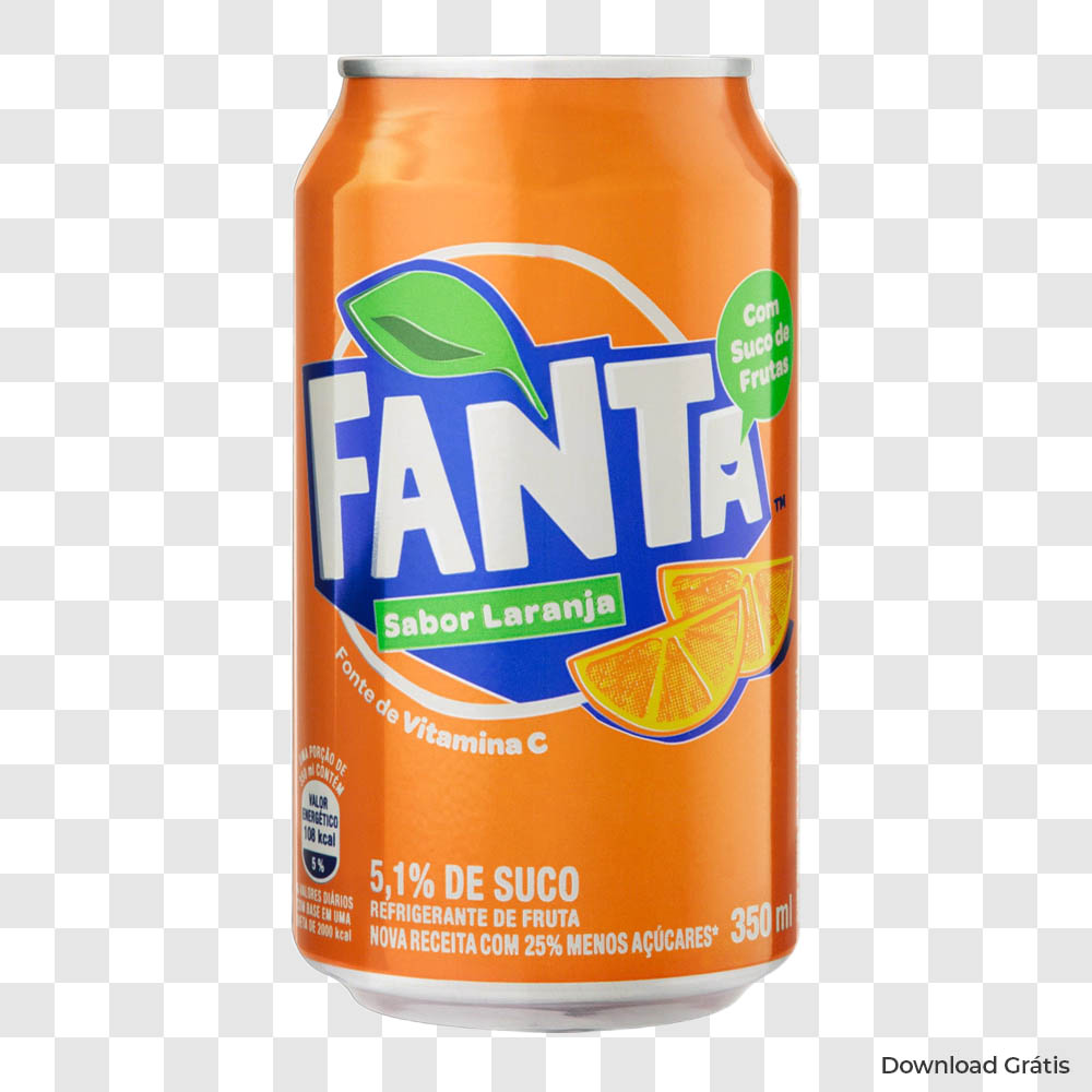 Refrigerante Fanta Laranja Lata 350 ML PNG Sem Fundo