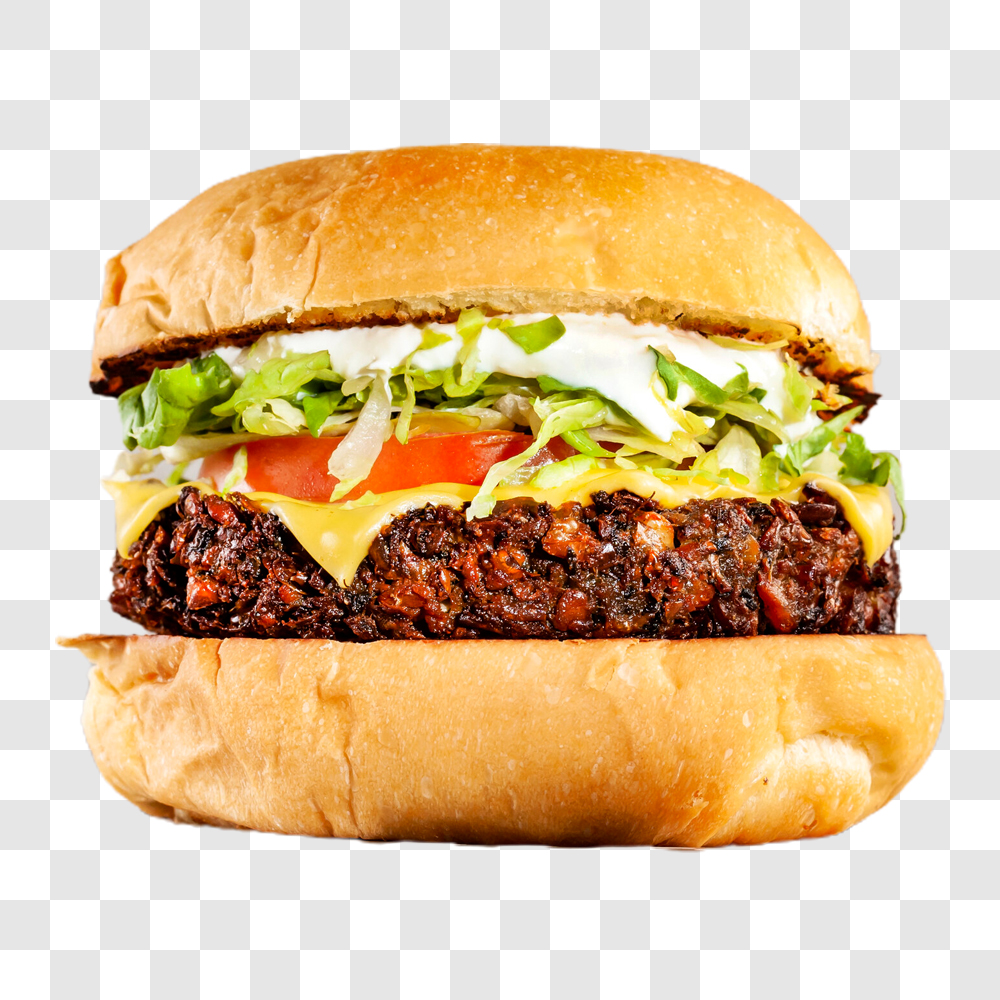 Hambúrguer Artesanal Queijo Salada PNG Sem Fundo