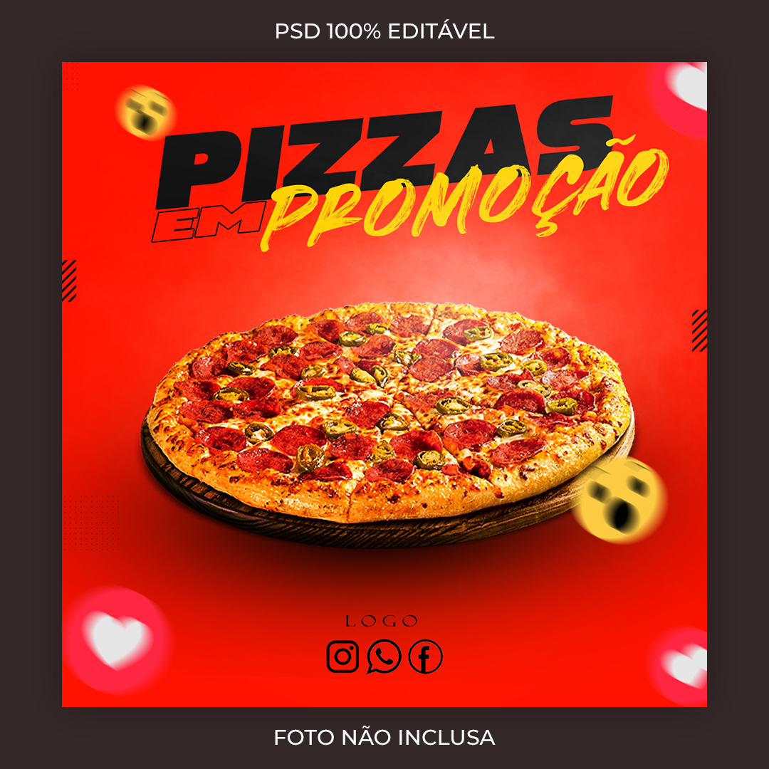 Pizza Em Promoção PSD Social Media Post Editável Pizzaria Photoshop