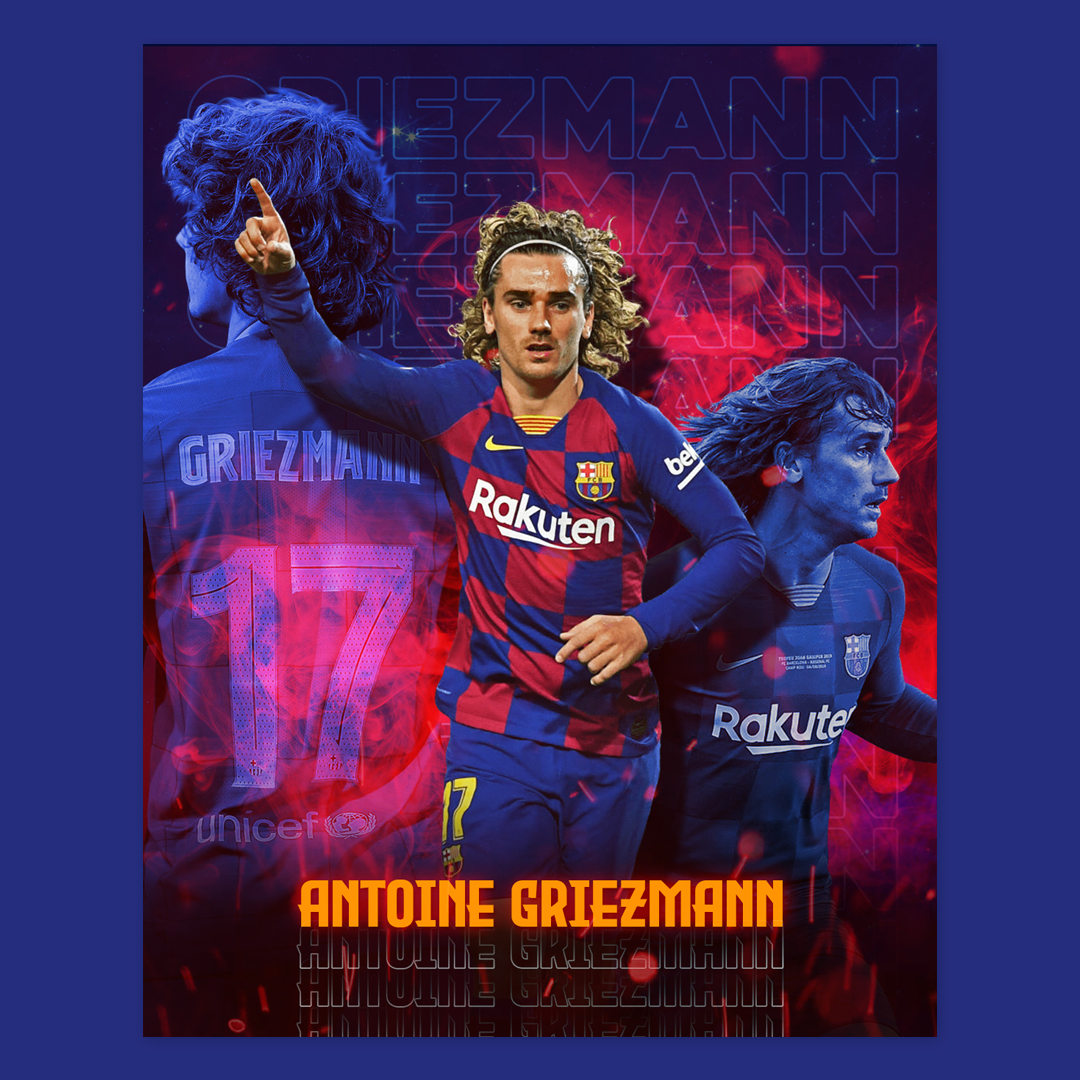 Antoine Griezmann Social Media Post PSD Editável Photoshop Futebol