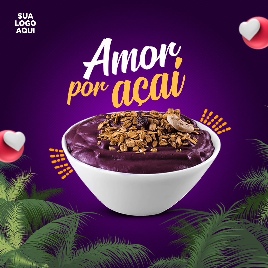 Açai Social Media Post PSD Editável Photoshop Açaiteria