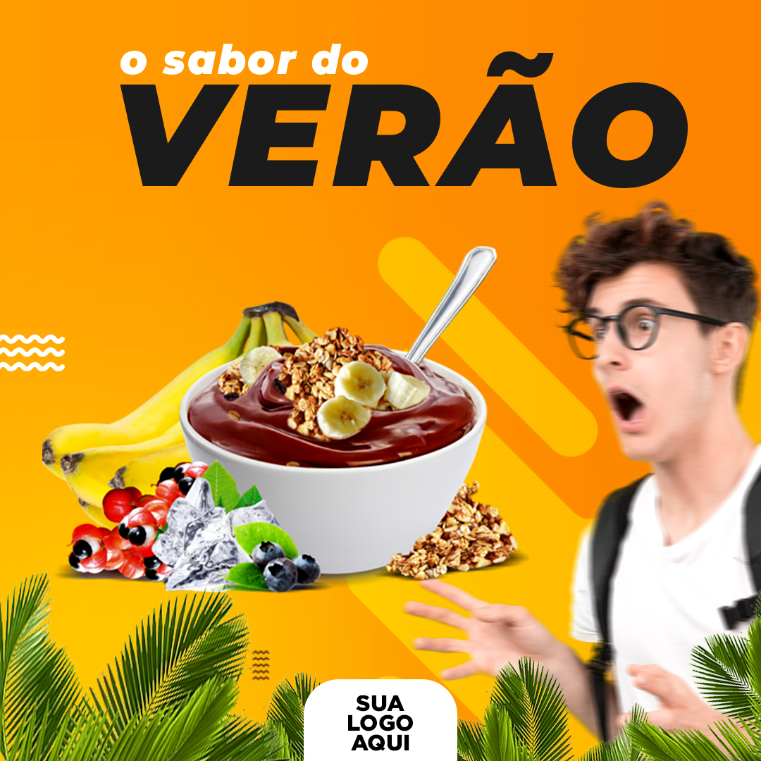 Social Media Açai PSD Verão Açaiteria Editável Post