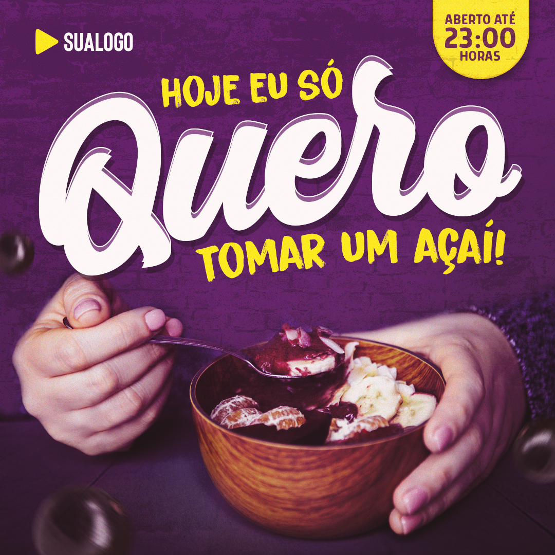 Social Media PSD Açai Editável Post Açaiteria Photoshop