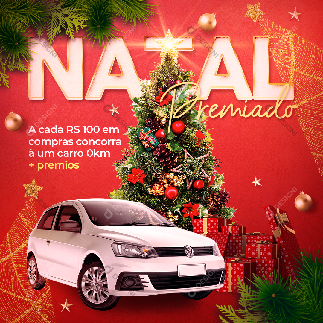 Social Media PSD Natal Premiado Promoção Sorteio Post Editável Photoshop
