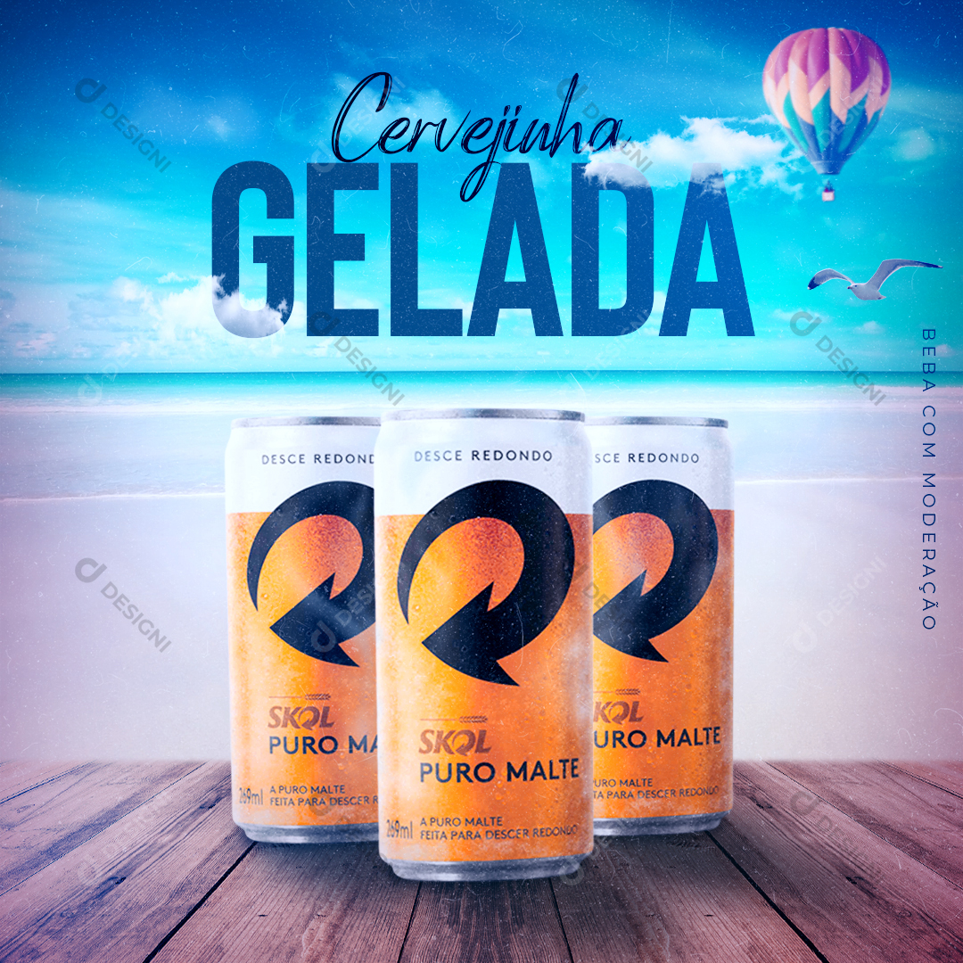 Social Media PSD Skol Cerveja Gelada Bar Latinha Bares Editável
