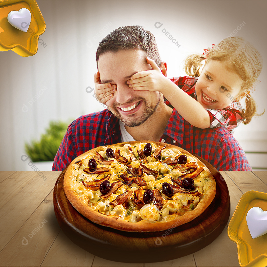Social Media Pizza Presente Pai PSD Post Editável Surpresa
