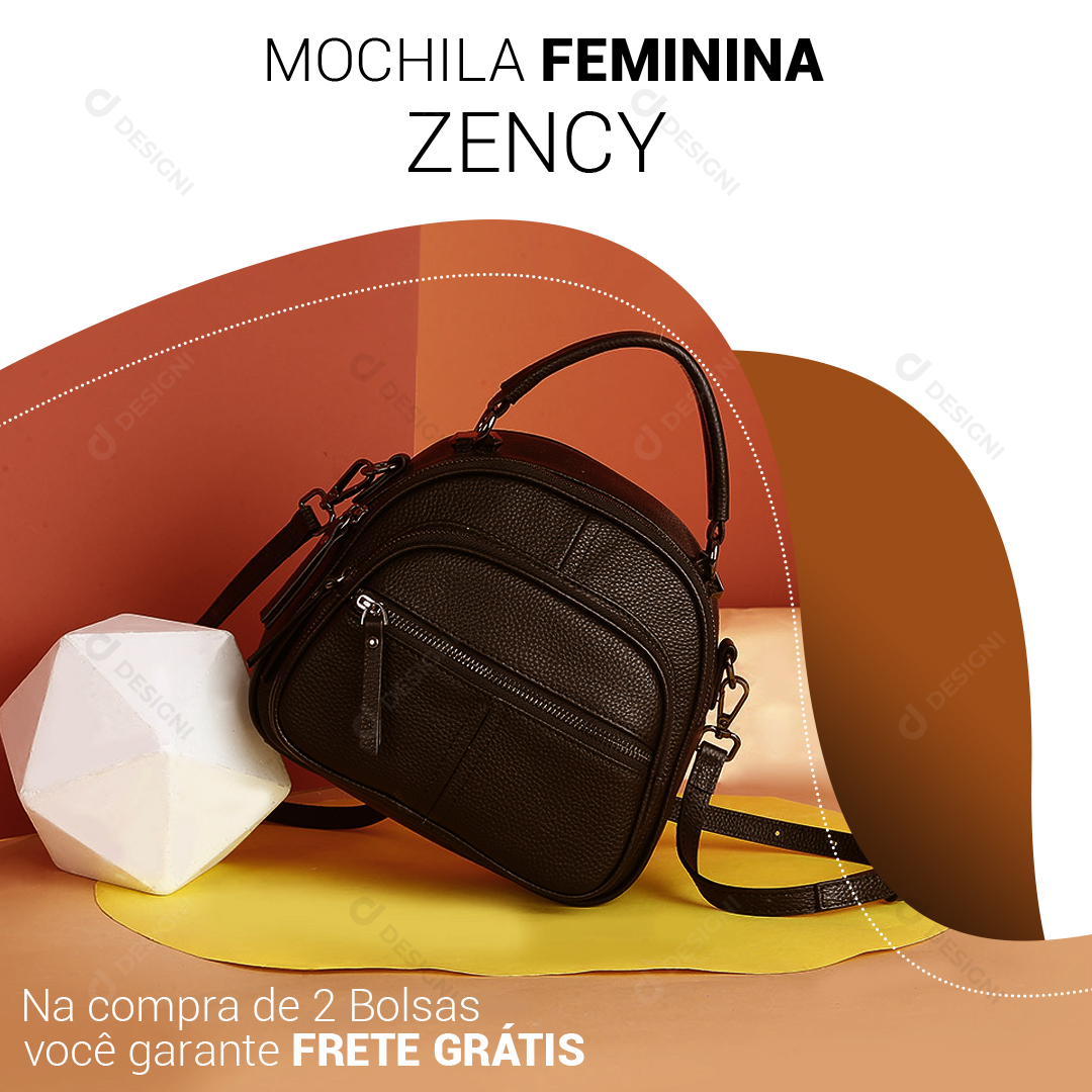 PSD Mochila Feminina Social Media Bolsas Editável Photoshop