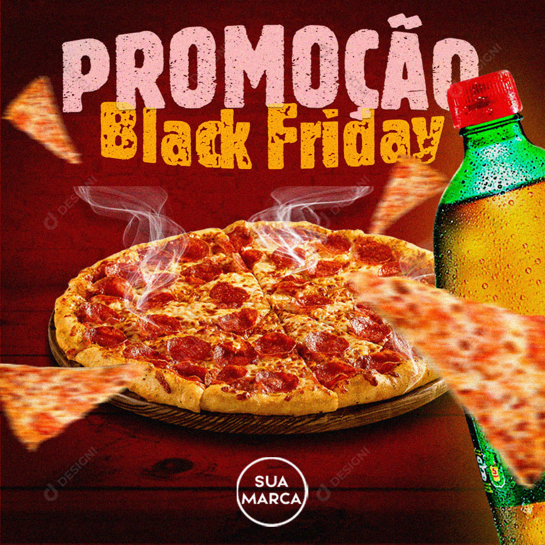 Social Media PSD Pizza Promoção Black Friday Editável Pizzaria