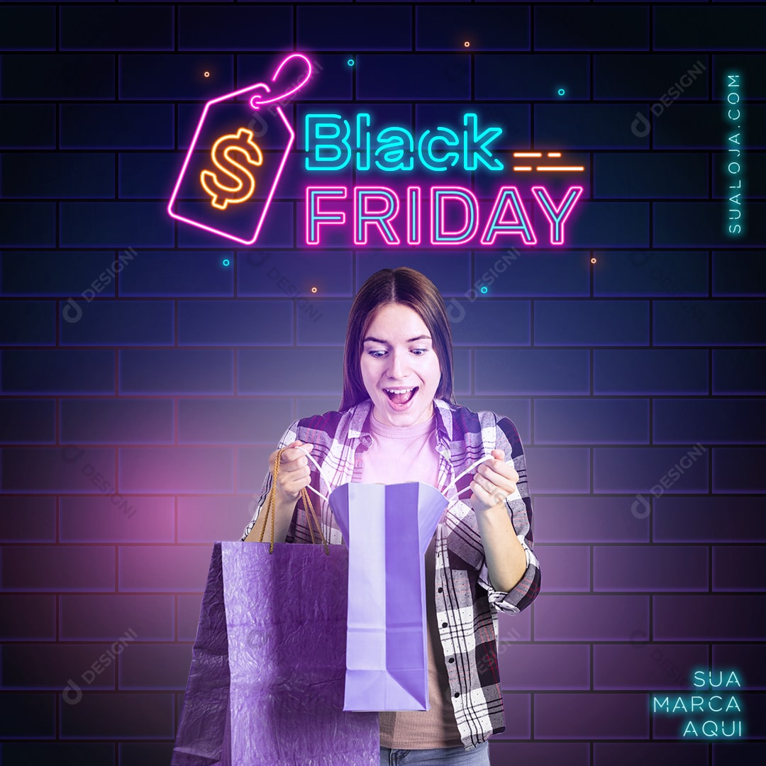 Black Friday PSD Social Media Post Compras Editável