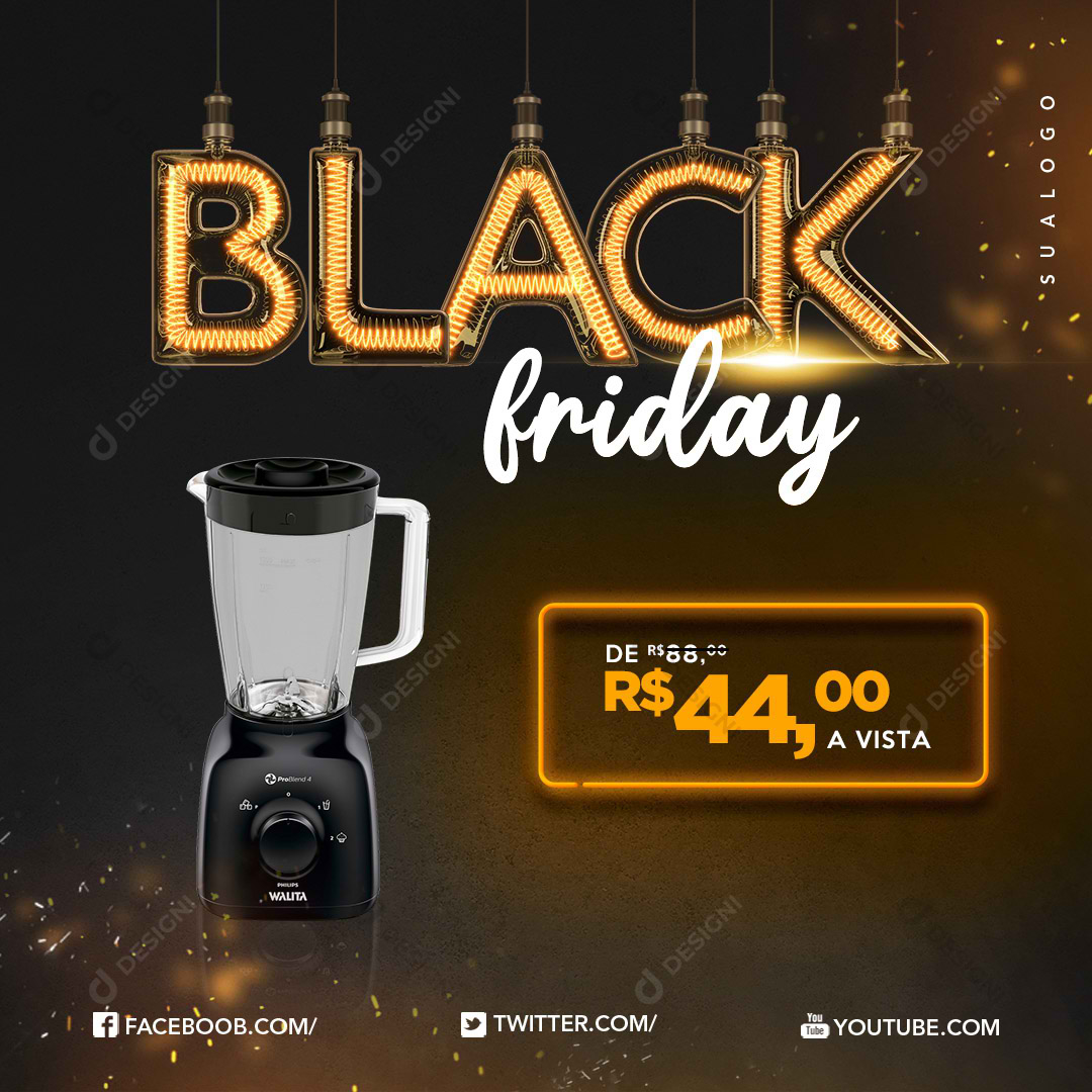 Black Friday PSD Social Media Post Compras Editável