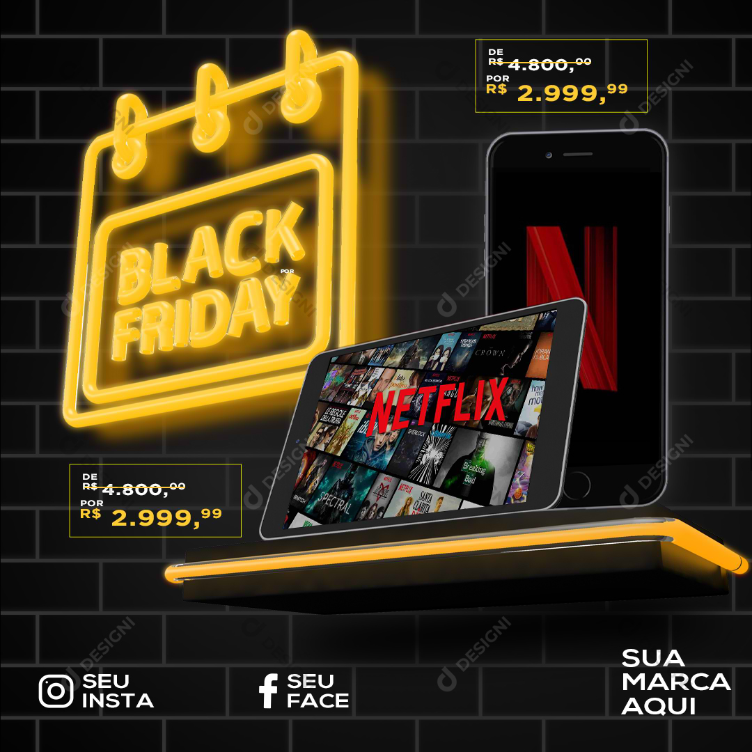 Black Friday PSD Social Media Post Compras Editável