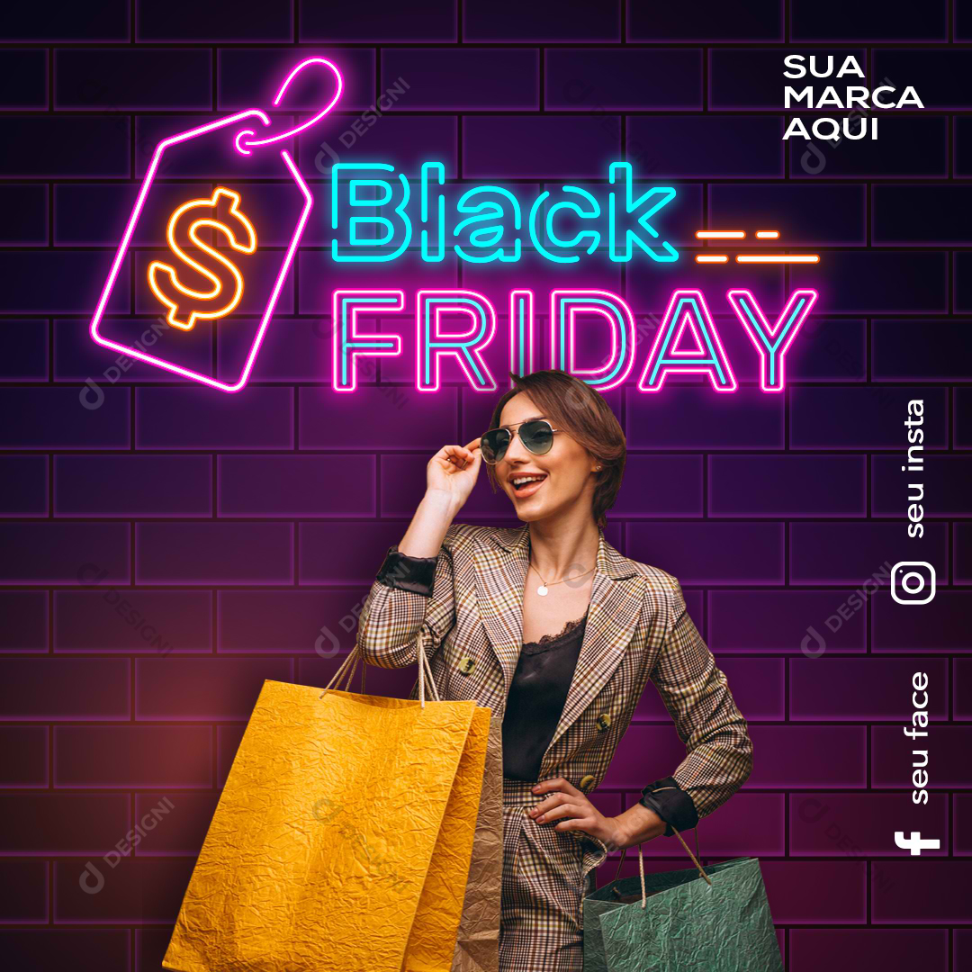 Black Friday PSD Social Media Post Compras Editável