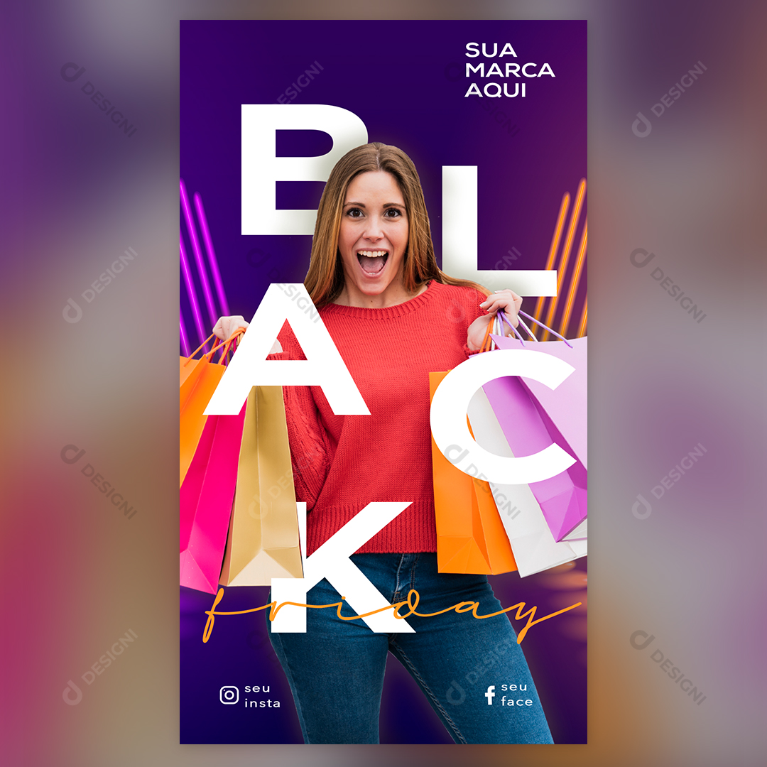 Social Media PSD Stories Editável Black Friday Oferta Photoshop