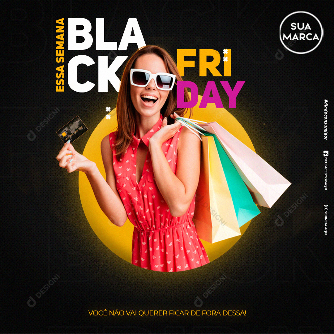 Black Friday Compras Promoção Sacolas PSD Editável Post Social Media