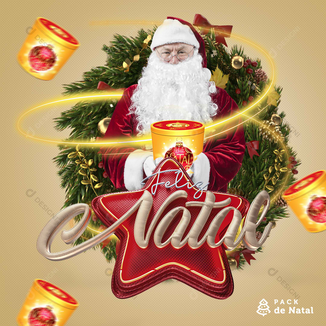Social Media PSD Editável Feliz Natal Papai Noel Post