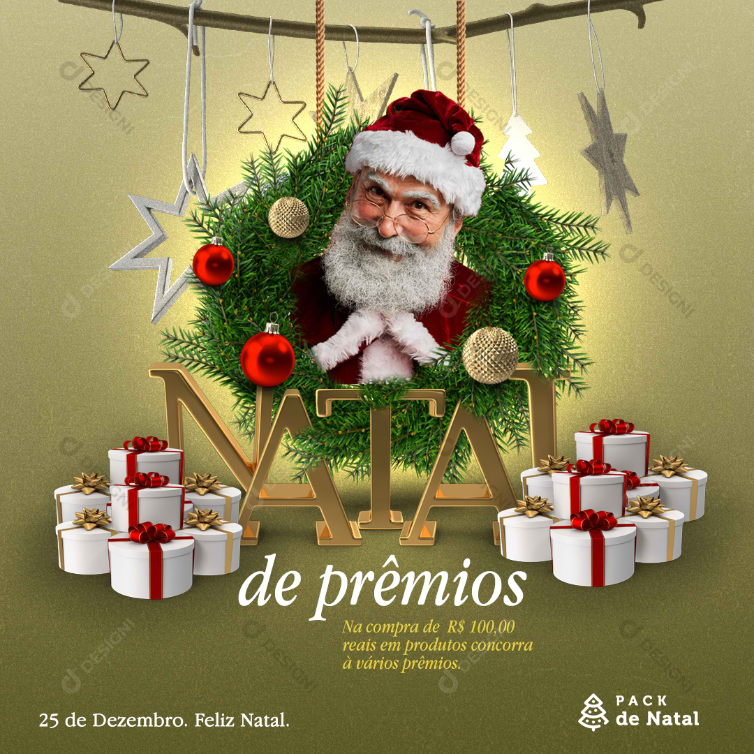 Natal de Prêmios Social Media PSD Editável Post