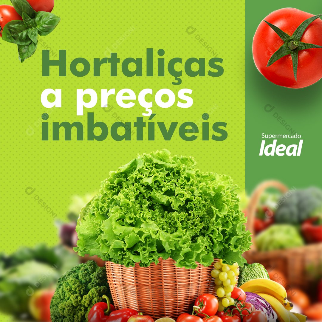 Social Media PSD Hortaliças Hortas Verduras Supermercado Alface Editável Post