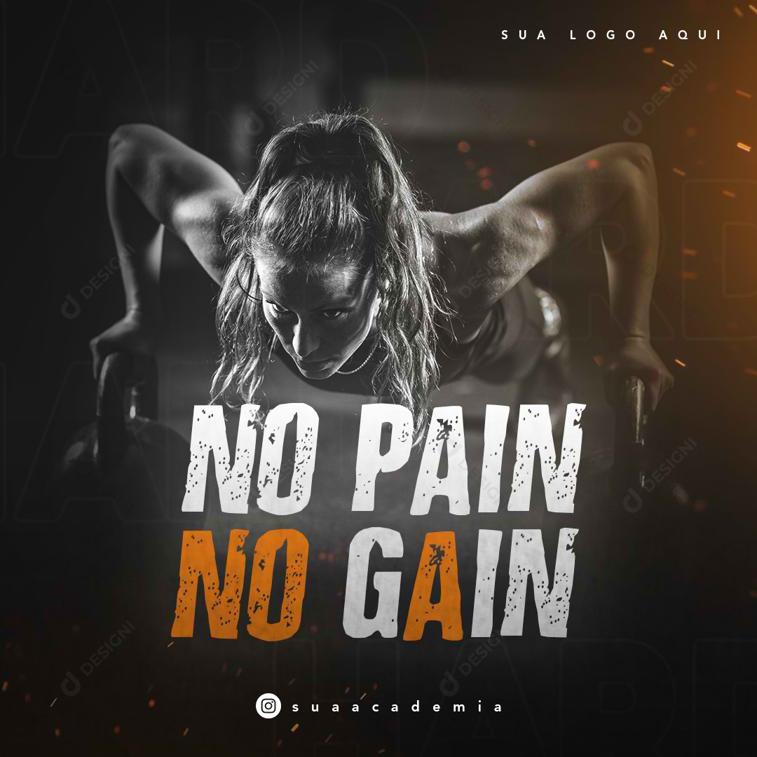 Social Media PSD Academia No Pain No Gain Treino Editável