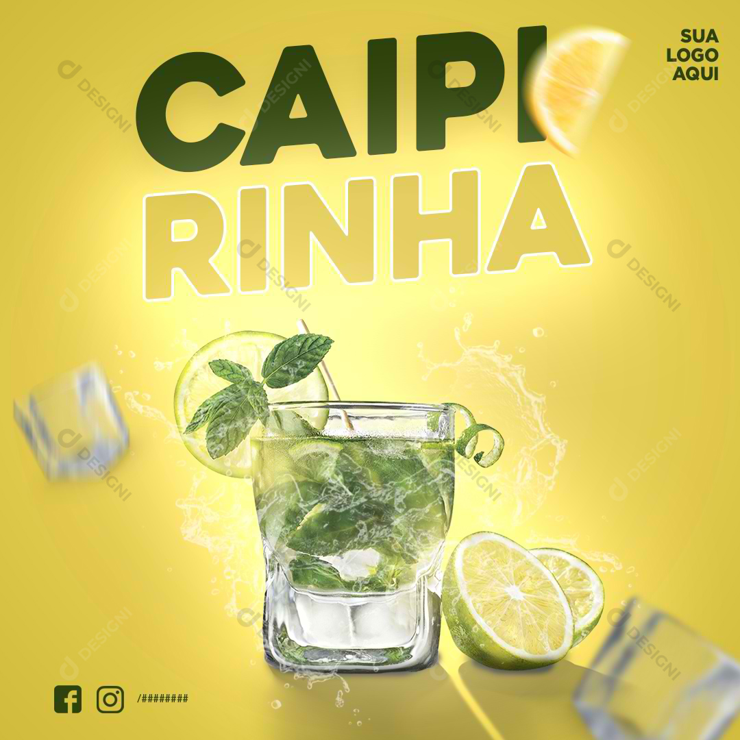 Caipirinha Limão Social Media Post PSD Editável Bar Photoshop Bebidas
