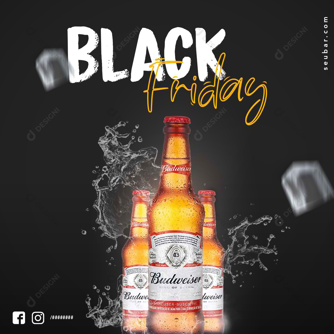 Budweiser Cerveja Social Media Post PSD Editável Bar Photoshop Bebidas