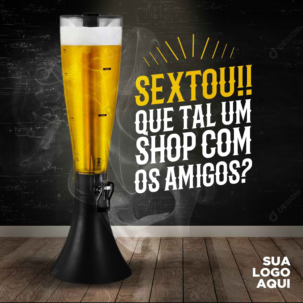 Bar Social Media Chope Cerveja Bebida PSD Editável Post
