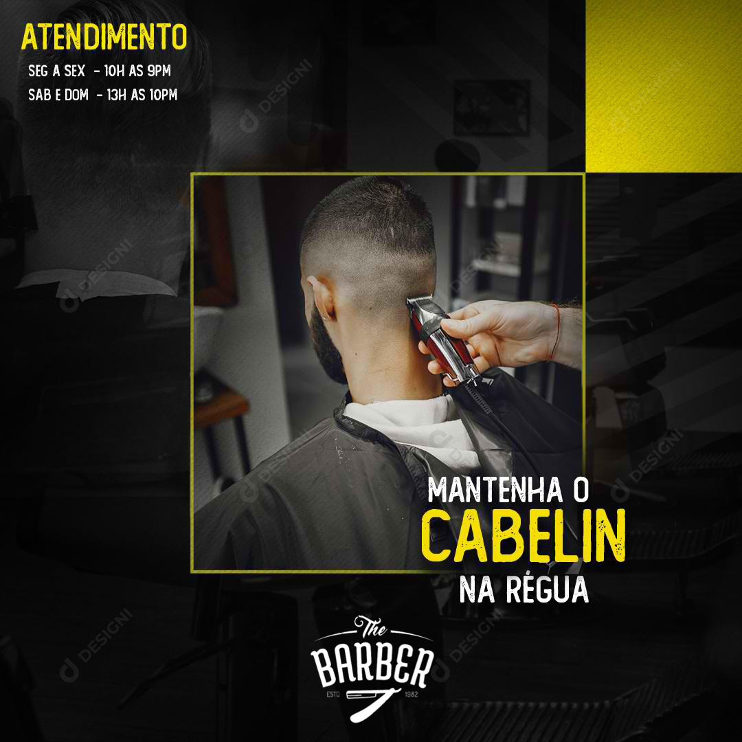 PSD Barbearia Social Media Post Editável Photoshop