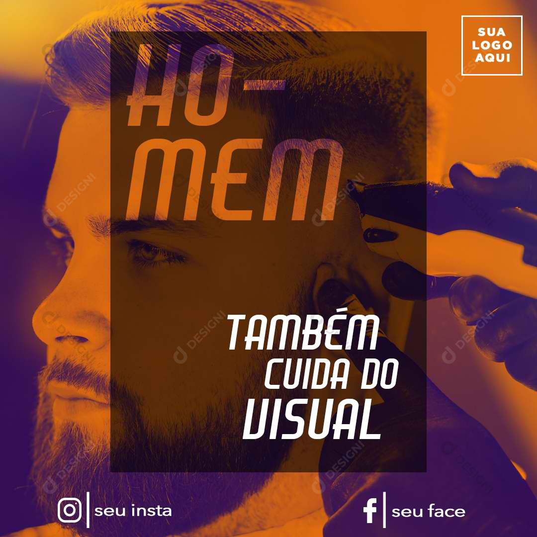 PSD Barbearia Social Media Post Editável Visual Photoshop