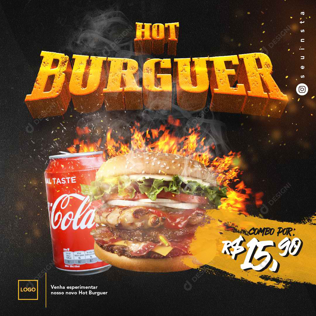 Social Media PSD Hambúrguer Hamburgueria Lanche Refrigerante Comida Editável
