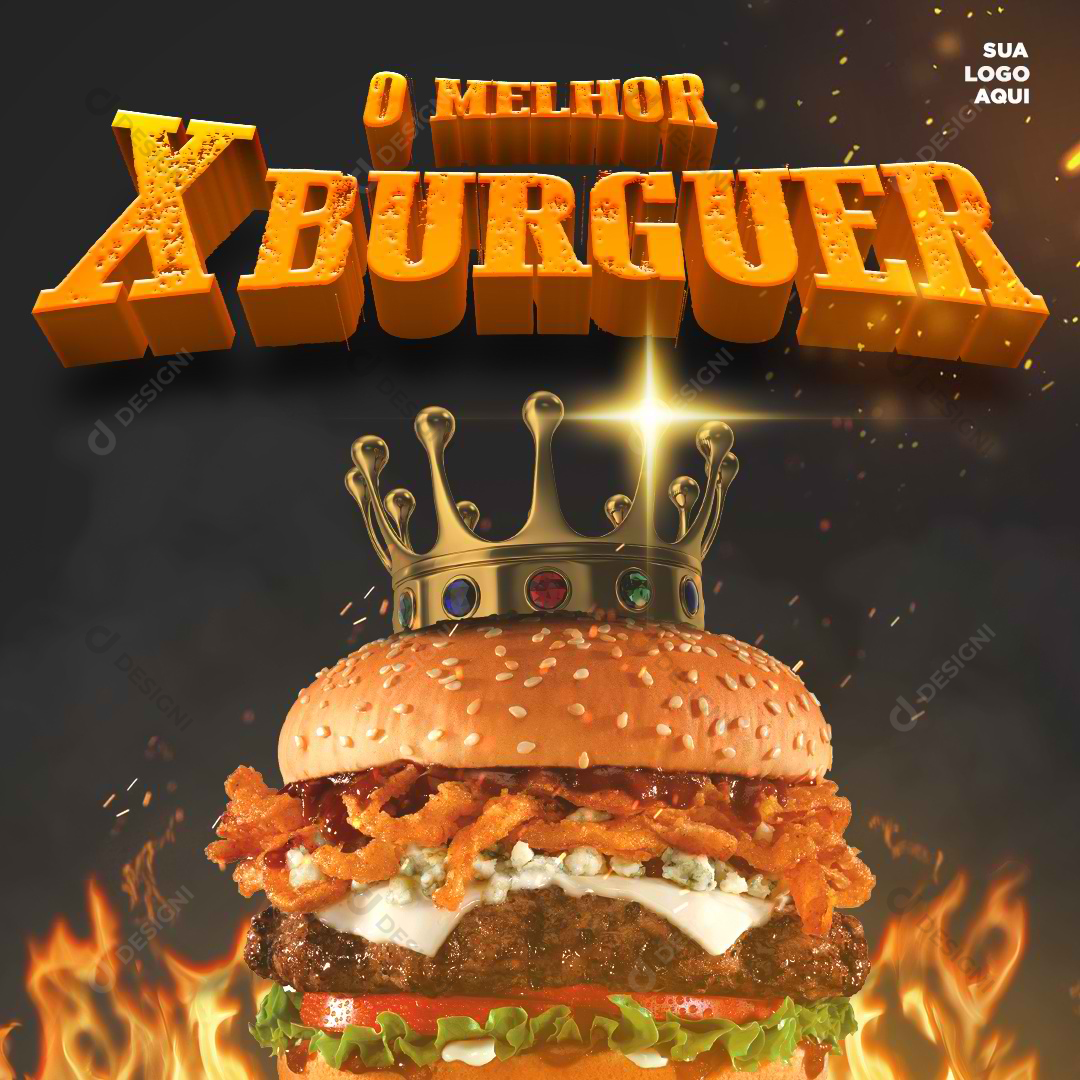 Social Media PSD Hambúrguer Hamburgueria X Burguer Promoção Comida Editável