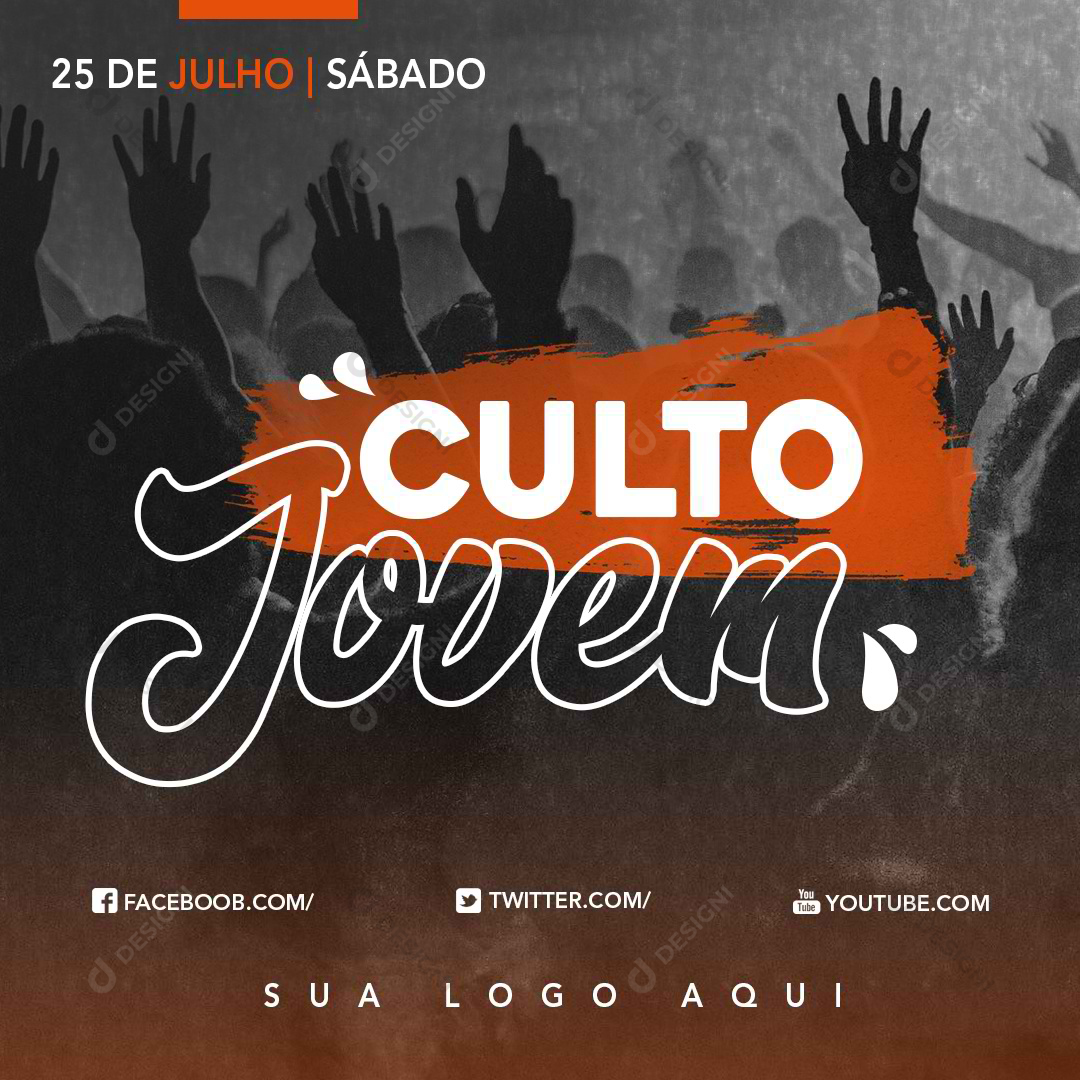 Social Media Gospel Culto Jovem Igreja PSD Editável Photoshop