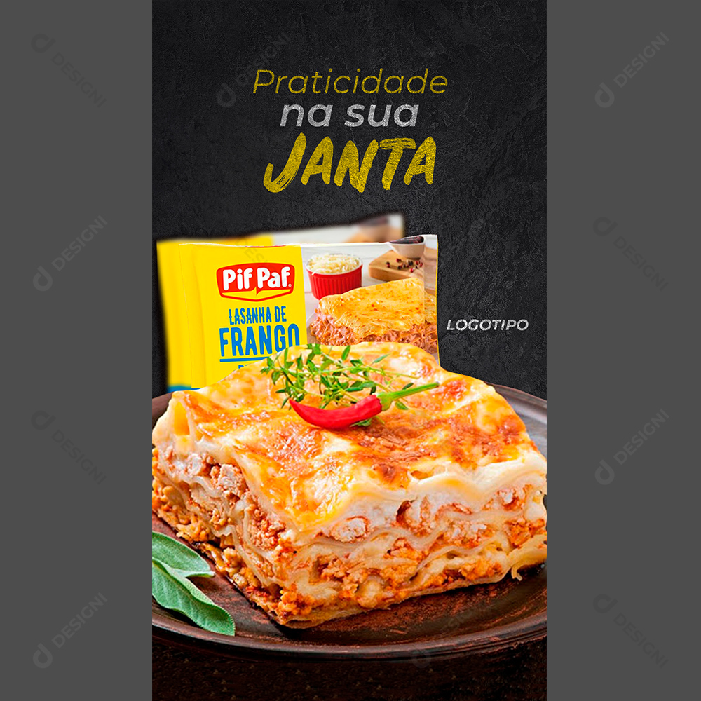 Social Media PSD Lasanha Supermercado Comida Editável Stories
