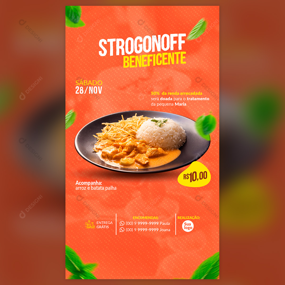 Strogonoff Beneficente Social Media PSD Stories