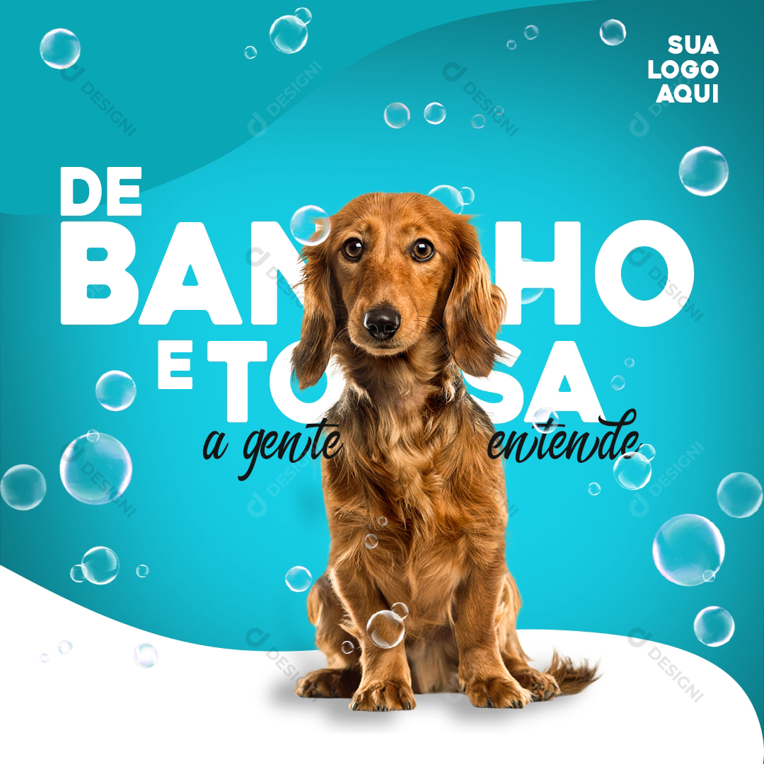 Petshop Social Media Veterinário PSD Editável 
 Banho e Tosa Cachorro