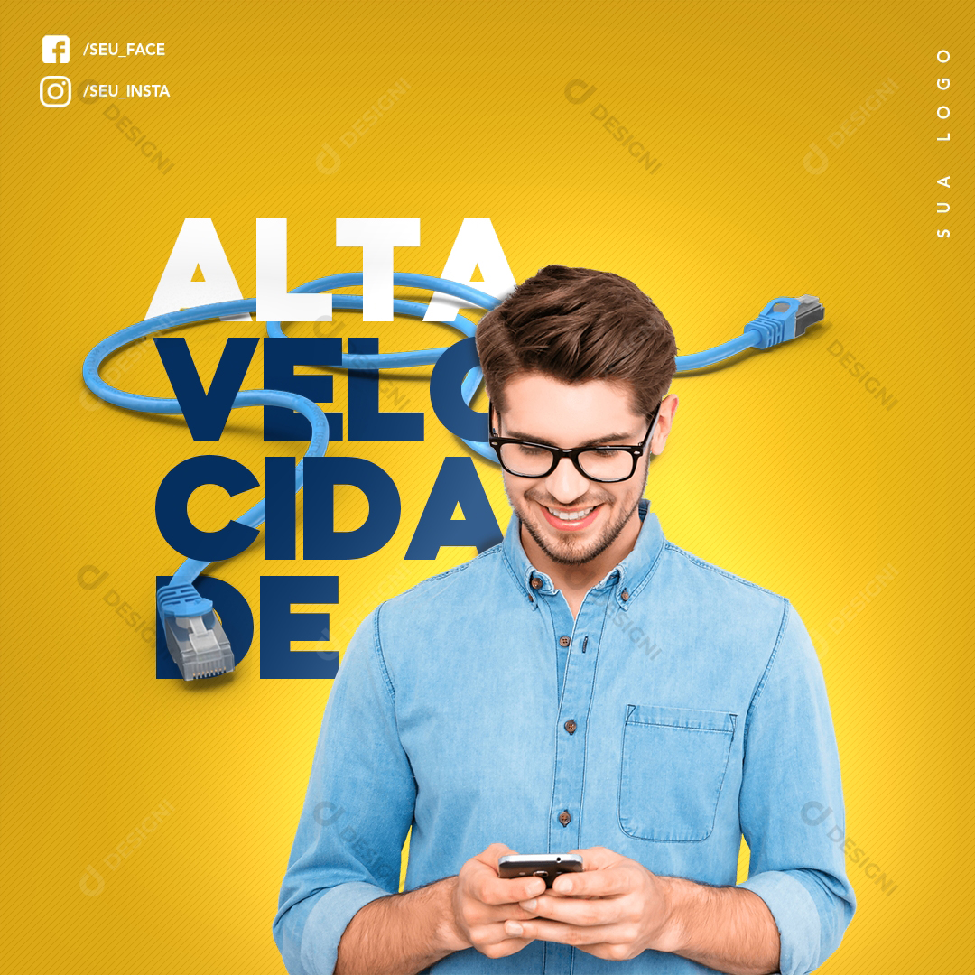 Social Media PSD Provedor de Internet Alta Velocidade Telecom Editável