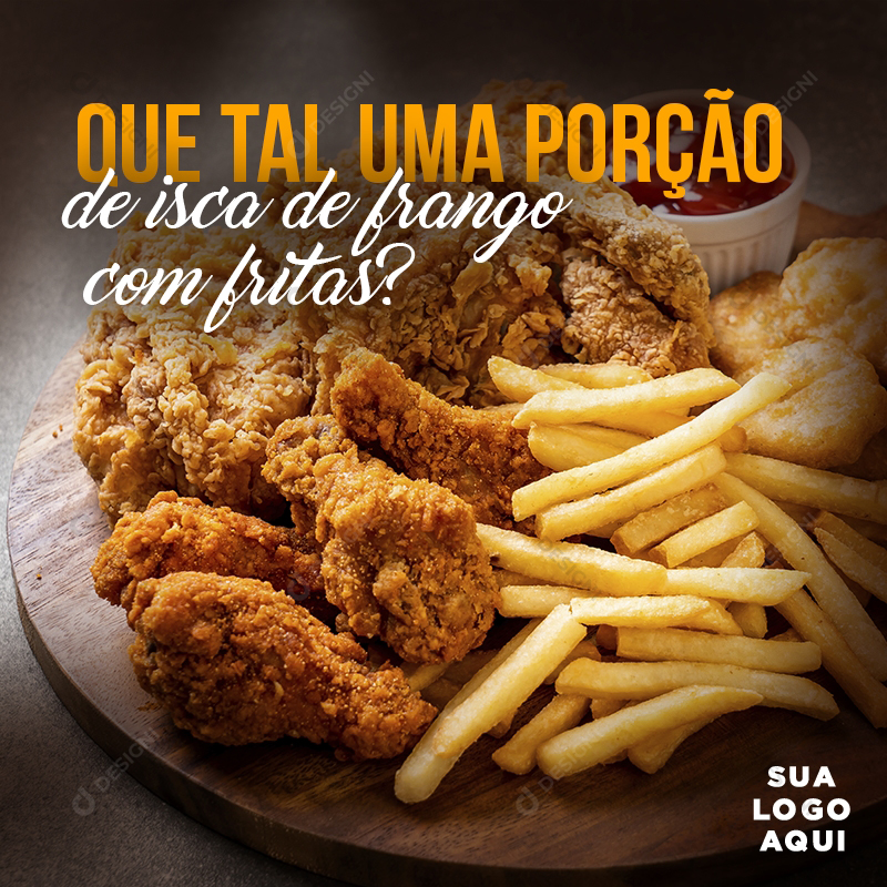 Restaurante Porção Frango Batata Frita PSD Social Media