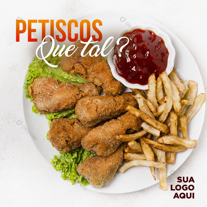 Restaurante Porção Frango Batata Frita PSD Social Media Petiscos